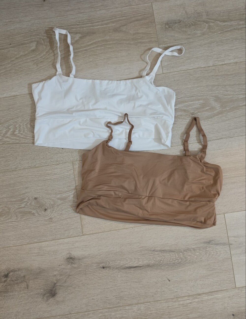 Victoria's Secret Adjustable Strap Bandeau Crop Bra - White & Nude